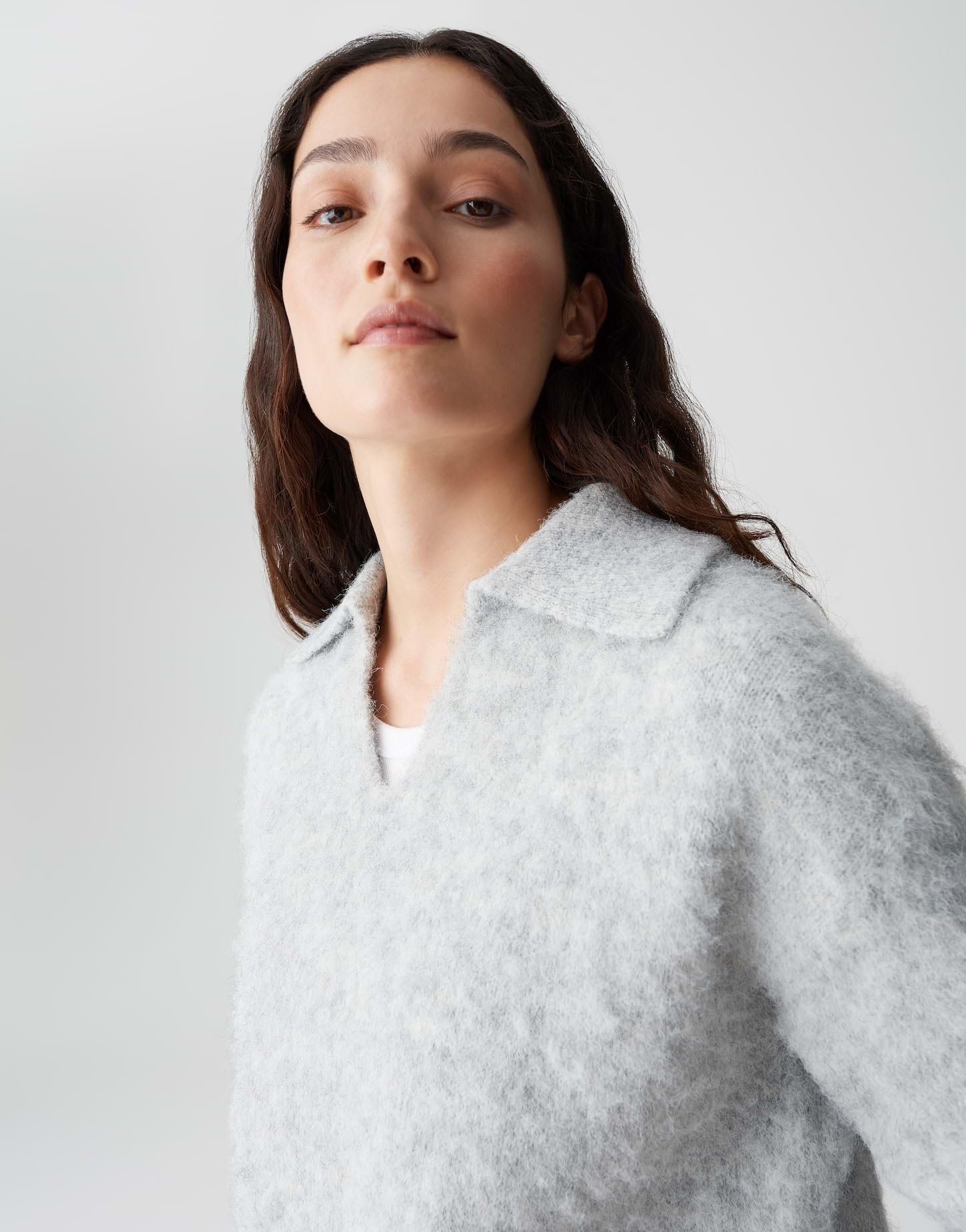 OPUS Damen Pullover | PELSIE Regular Flauschiger Strickpullover mit Polokragen