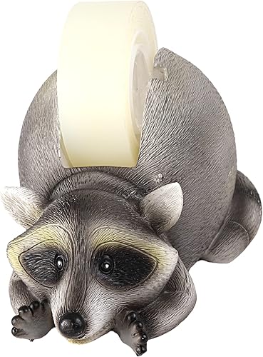 Miniatura 5 de Needzo Dispensador de cinta novedosa, accesorio de escritorio de mapache para oficina o cubículo, 6 pulgadas