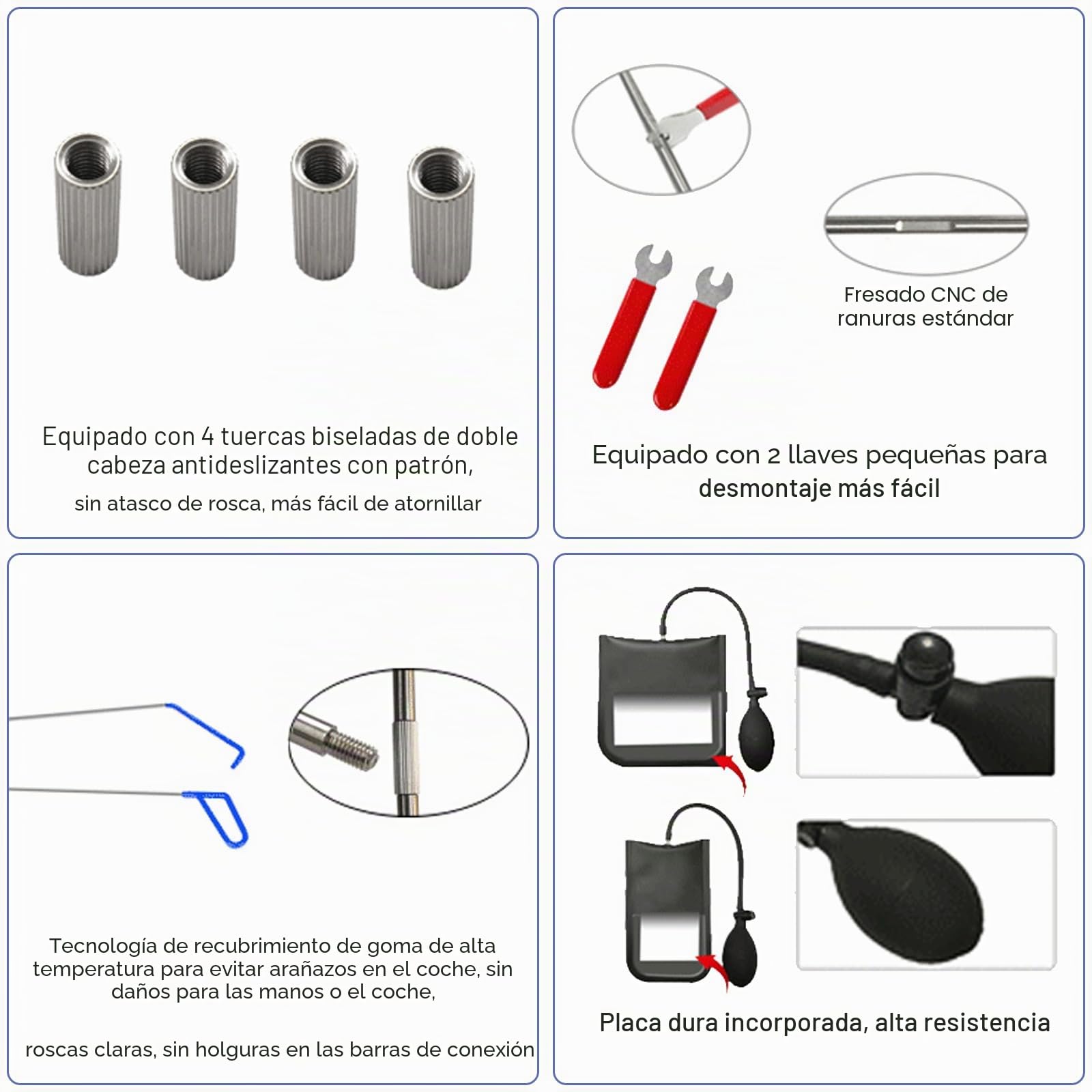 24 Piezas de Herramientas Profesionales para Coche | Juego de herramientas de desmontaje con agarre de largo alcance y bolsa de cuña de aire, juego de emergencia