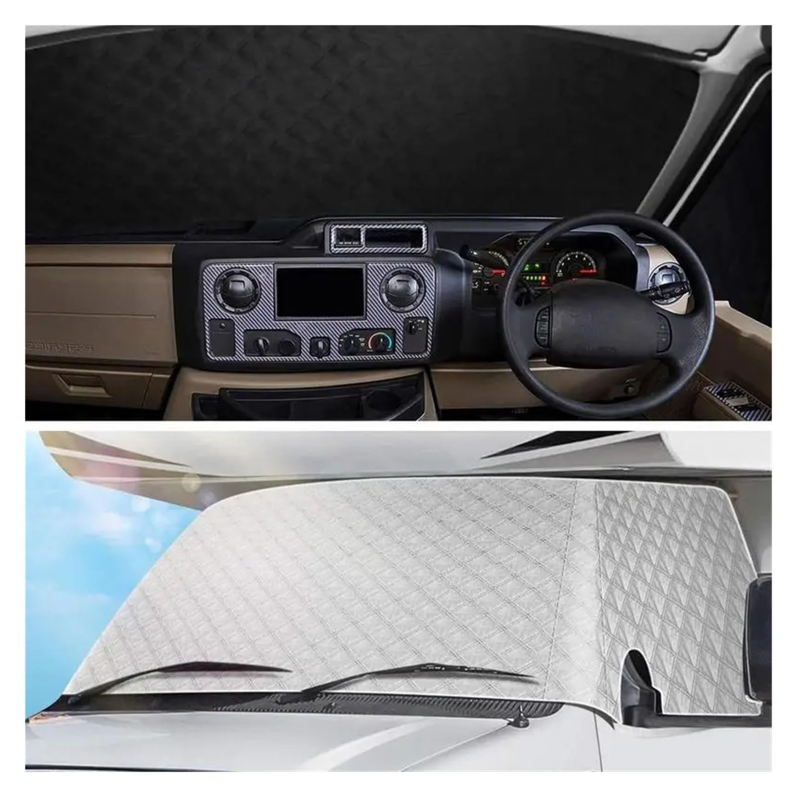 Wohnmobil-Sonnenschutz Für Die Frontscheibe Magnetisch Für Wohnmobile Schnee- Und Windschutzscheibenabdeckung 4 Schichten UV-beständig Auto Sonnenschutz Frontscheibe Innen