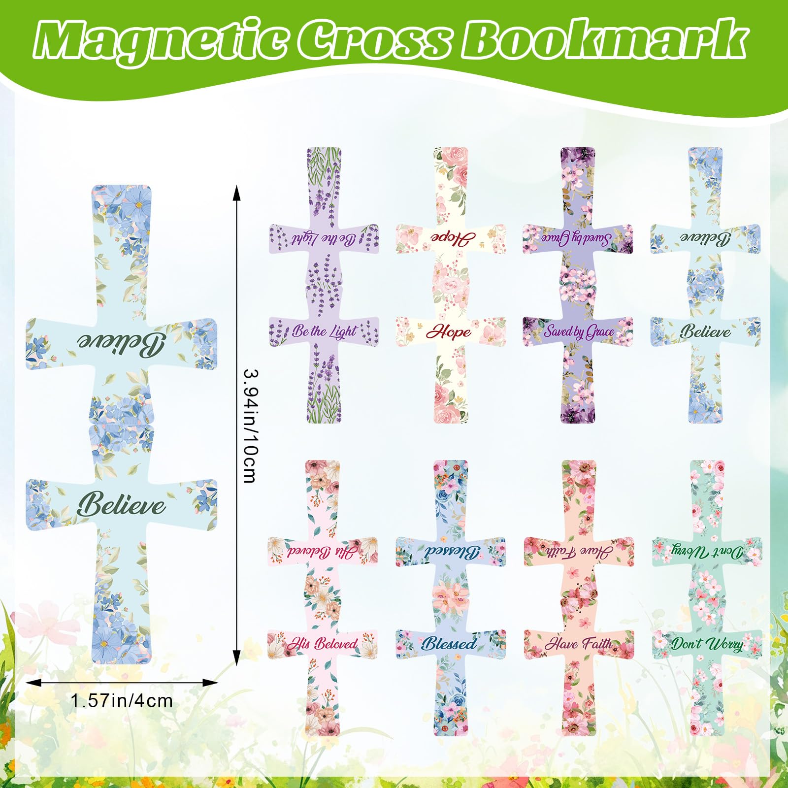 48 Pcs Christian Gifts Bulk for Women Flower Bible Verse Notebooks Scripture Pens Magnetic Cross Bookmarks Religious Notepad Pen Inspirational Gift for Coworker Colleague Teacher Church Sunday School - Image 4