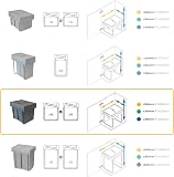 Emuca - Poubelles avec Fixation inférieure pour la Cuisine, 2 poubelles de Recyclage Amovibles de 20 L, capacité Totale 40 L (2 x 20 L), Acier et Plastique, Gris Anthracite. - 8
