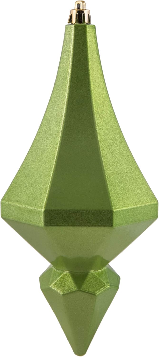Vickerman 8" Candy Finish Diamond Finial Ornament, Shatterproof Plastic, Holiday Christmas Tree Decoration, 2 Pack, Celadon