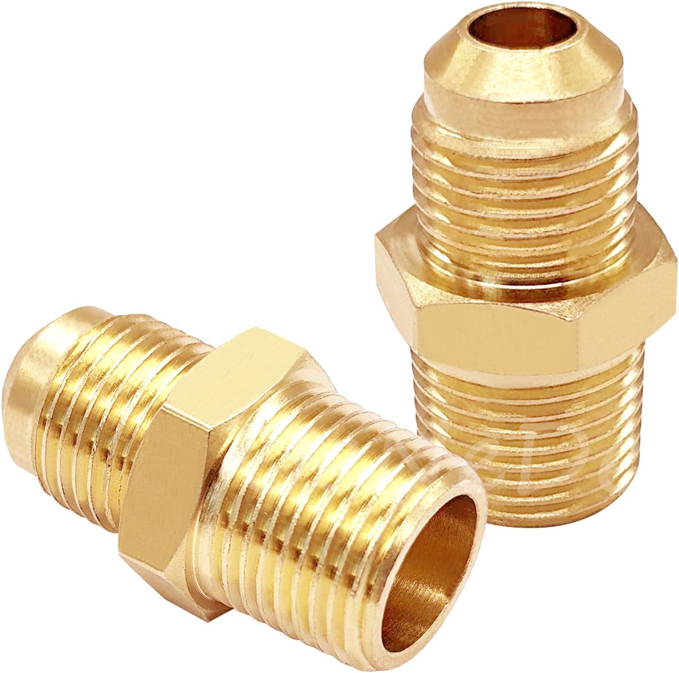 Uenede 3PCS Brass Flare Coupler 3/8" Flare Male x 1/8" NPT Female Tube Gas Adapter Nipples Pipe Fittings Hose Connectors