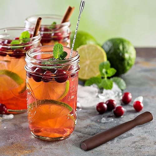 Miniatura 6 de Patelai Coctelera de madera para bebidas Muddler Bar Muddler y cuchara de barra de 12 pulgadas de acero inoxidable, cuchara mezcladora en espiral