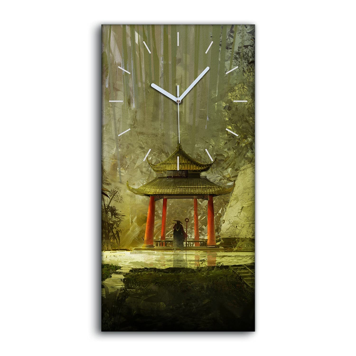 Horloge sur toile moderne 30x60cm image art mural bambou chinois salon chambre