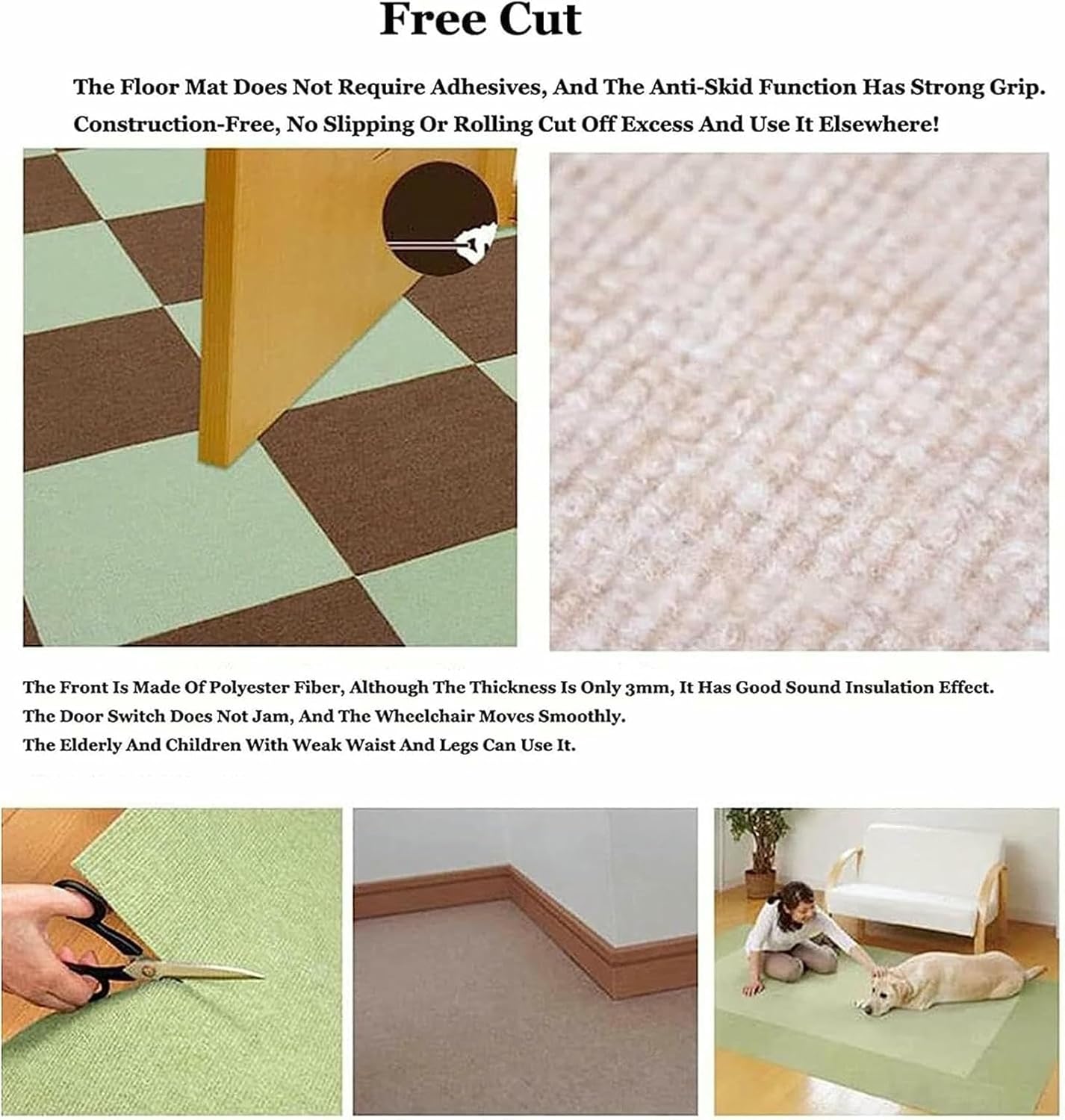 Self Adhesive Carpet Tile, Repeated Use Commercial Carpet Floor Tiles 12 * 12in DIY-Non-Slip Peel and Stick Carpeting Home Furnishings Rug~/