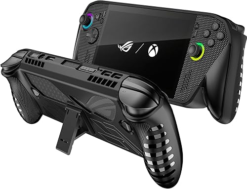 Funda protectora con función atril para Rog Ally X/Rog Ally 2025 - Funda de TPU a prueba de golpes con soporte, antideslizante y anticolisión Negro
