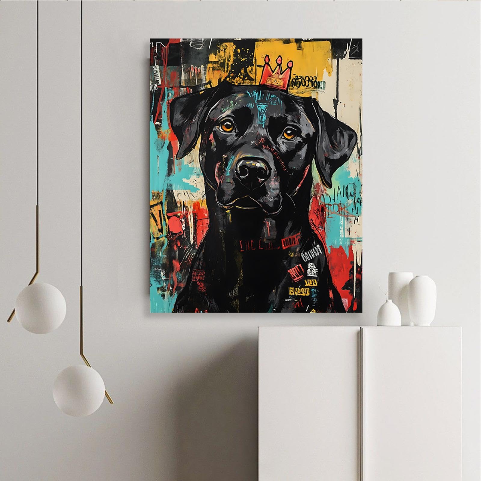UIRINGART Hip Hop Stile Graffiti Wall Decor Modern Street Art Bel Cane Stampa Su Tela Poster Immagine per Soggiorno Camera Da Letto Appartamento 75x105cm Innerframe
