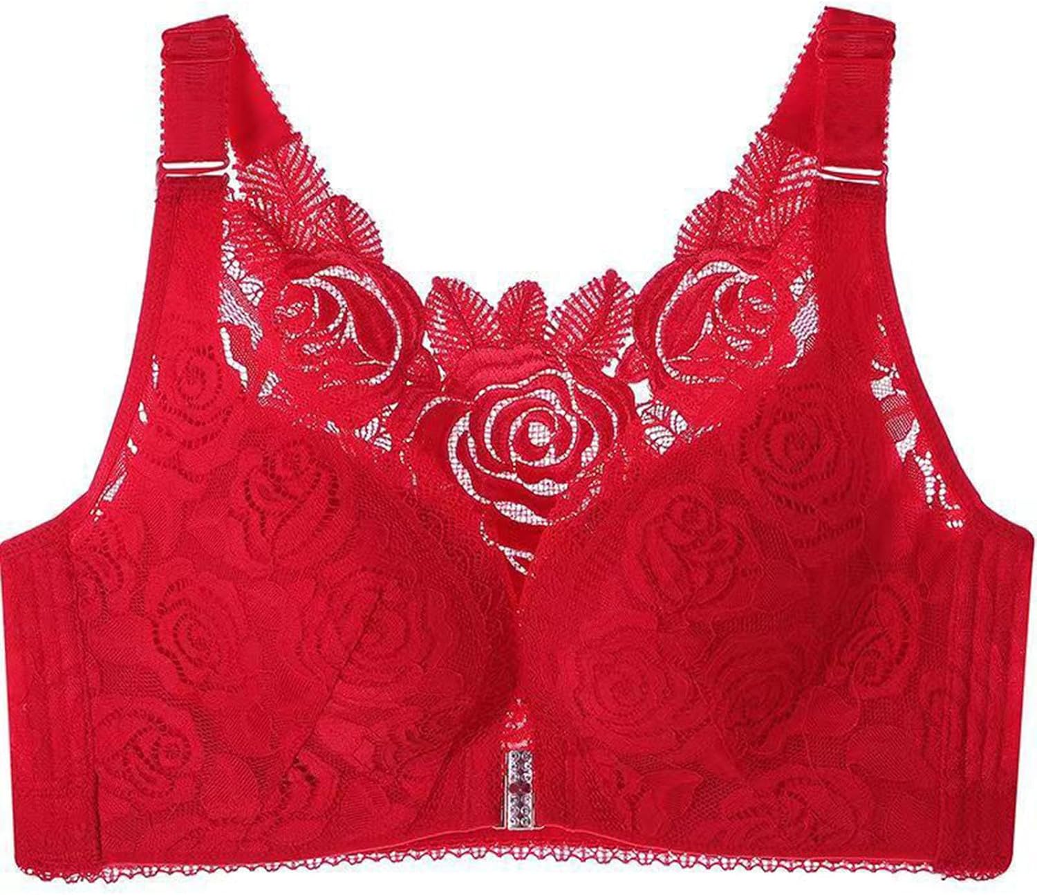 Floral Secrets Bras Comfort Rose Bra, with Back Support Push Up Plus Size,Seamless Front Closure Lace Butterfly Bras