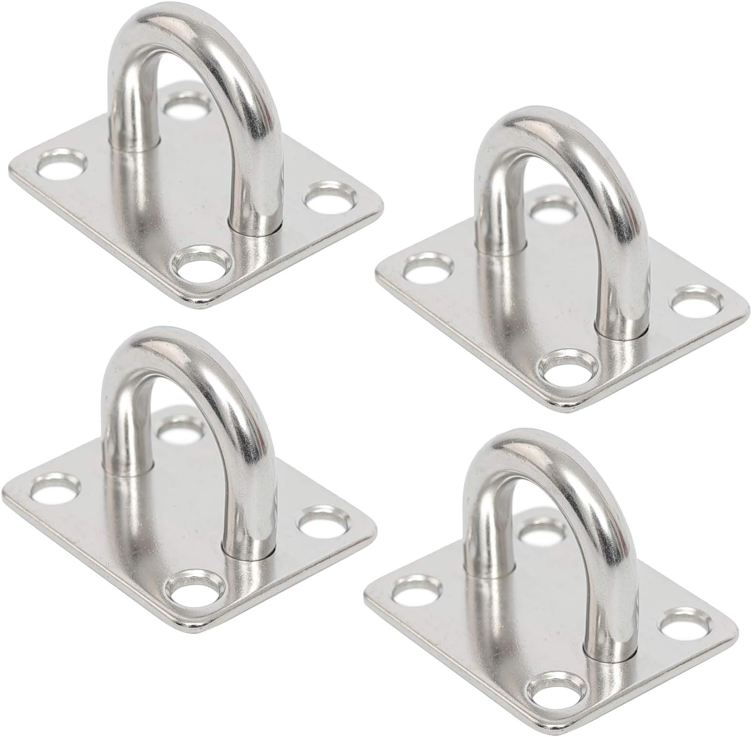 Ihomepark Heavy Duty Pad Eye Plate Staple Ring Hook Loop U-shaped Sail Shade Hardware - Wall Ceiling Hammock Hooks Hanger for Swing Suspension - Stainless Steel (4Pcs)