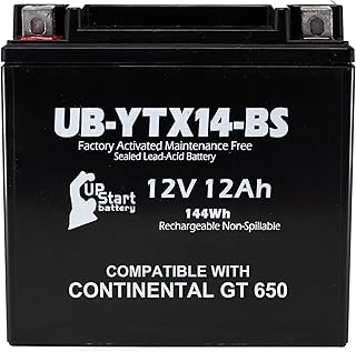 YTX14-BS Replacement For Royal Enfield Interceptor 650 Battery - Compatble With Royal Enfield Int, Continental GT 650 19-20 - 12V 12AH Sealed Lead Acid 12 Volt AGM High Performance