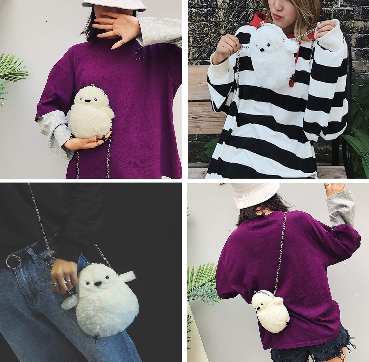 JHVYF Women Cute Plush Crossbody Bag Chic Small Shoulder Purse Cell Phone Wallet For Girls - Image 4