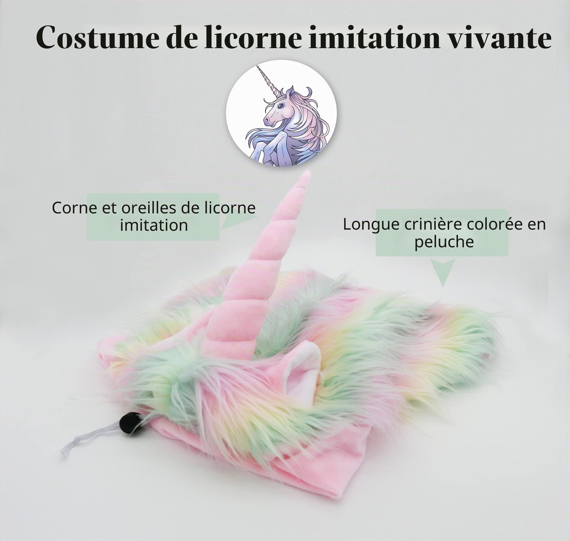 Onmygogo Costume drôle de Reindeer pour Animal Domestique - Perruque en Fourrure pour Halloween et Noël - Accessoire de vêtements pour Animaux domestiques (Licorne, Taille M)