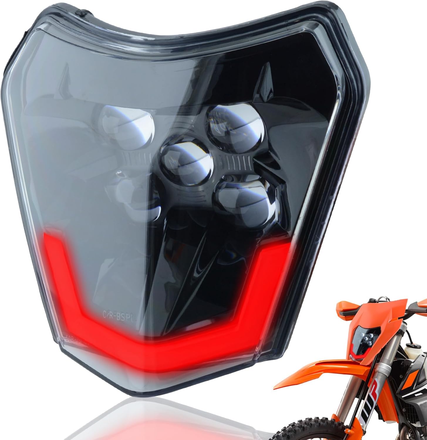 Motorcycle Dirt Bike Headlight LED Universal Enduro Motorcycle LED Headlight Kit Red DRL