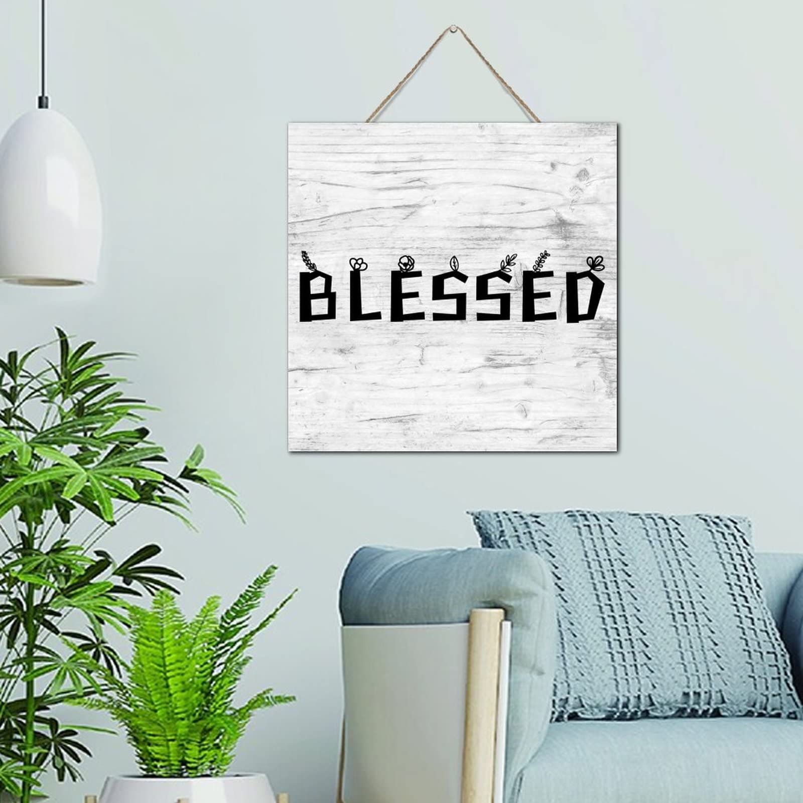 Placa de madera Blessed Country de 12x12 pulgadas para decoración de mesas y porches