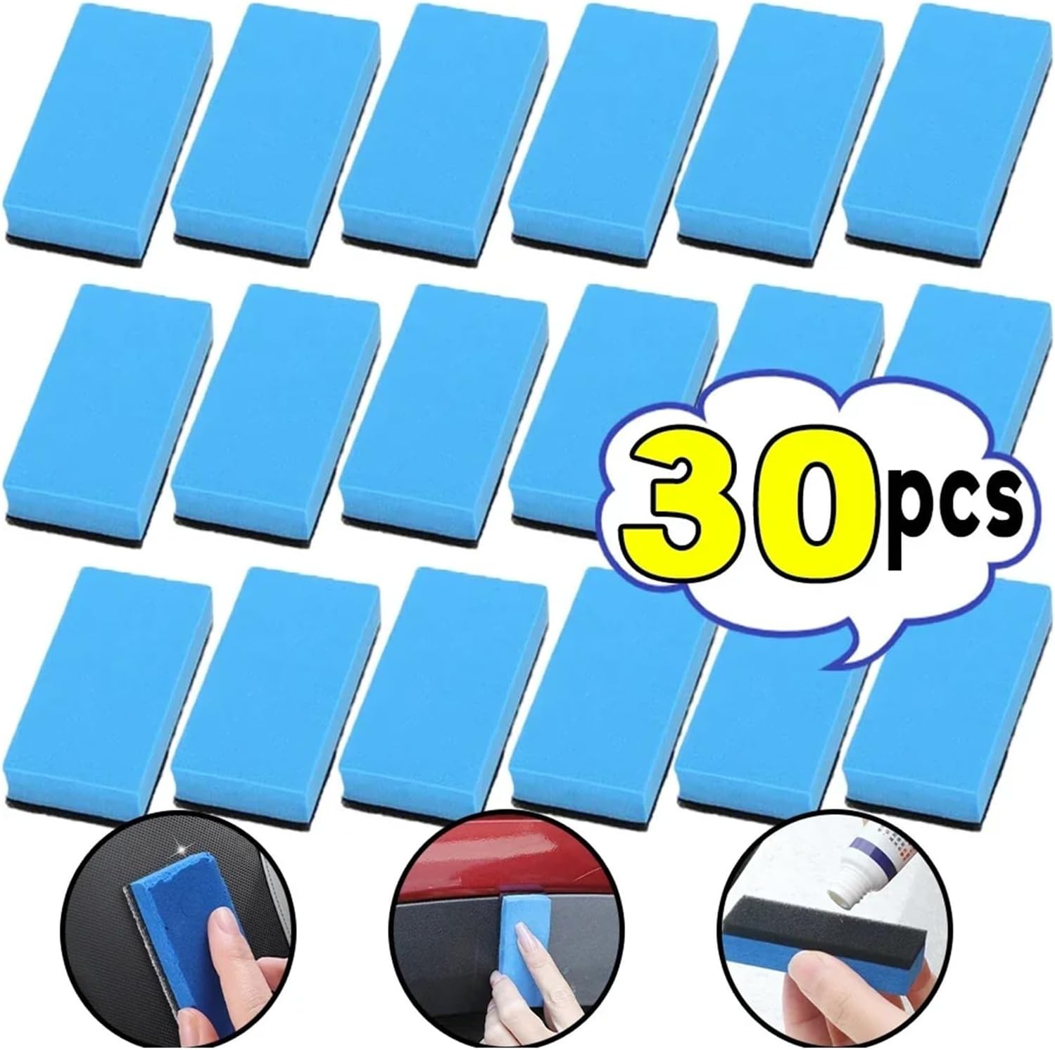 1/30PCS Car Ceramic Coating Sponge Applicator Glass Nano Wax Coat Sponge Wax Polishing Tire Brush Car Cleaning Accessories(30pcs)