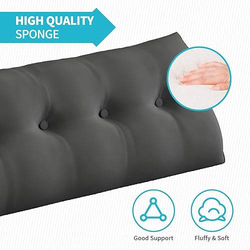Miniatura 6 de CECER Almohada de cabecera para cama individual, almohada triangular grande con dos bolsillos laterales, cojín largo de cuña para cama o mujer