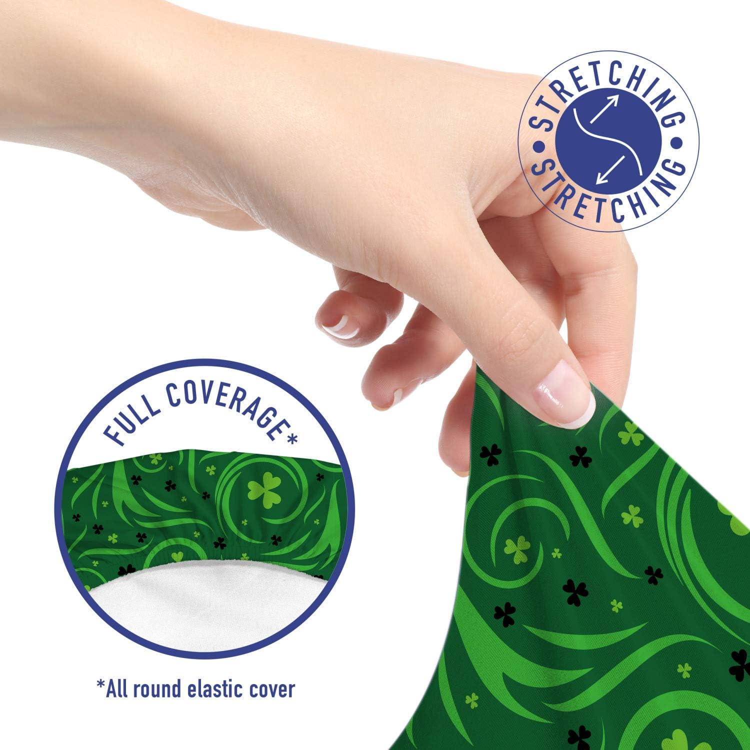 Ambesonne Abstract Green Office Chair Slipcover, Jumble Shamrock Themed Pattern St Patrick's Day Design, Protective Stretch Decorative Fabric Cover, Standard Size, Green Emerald