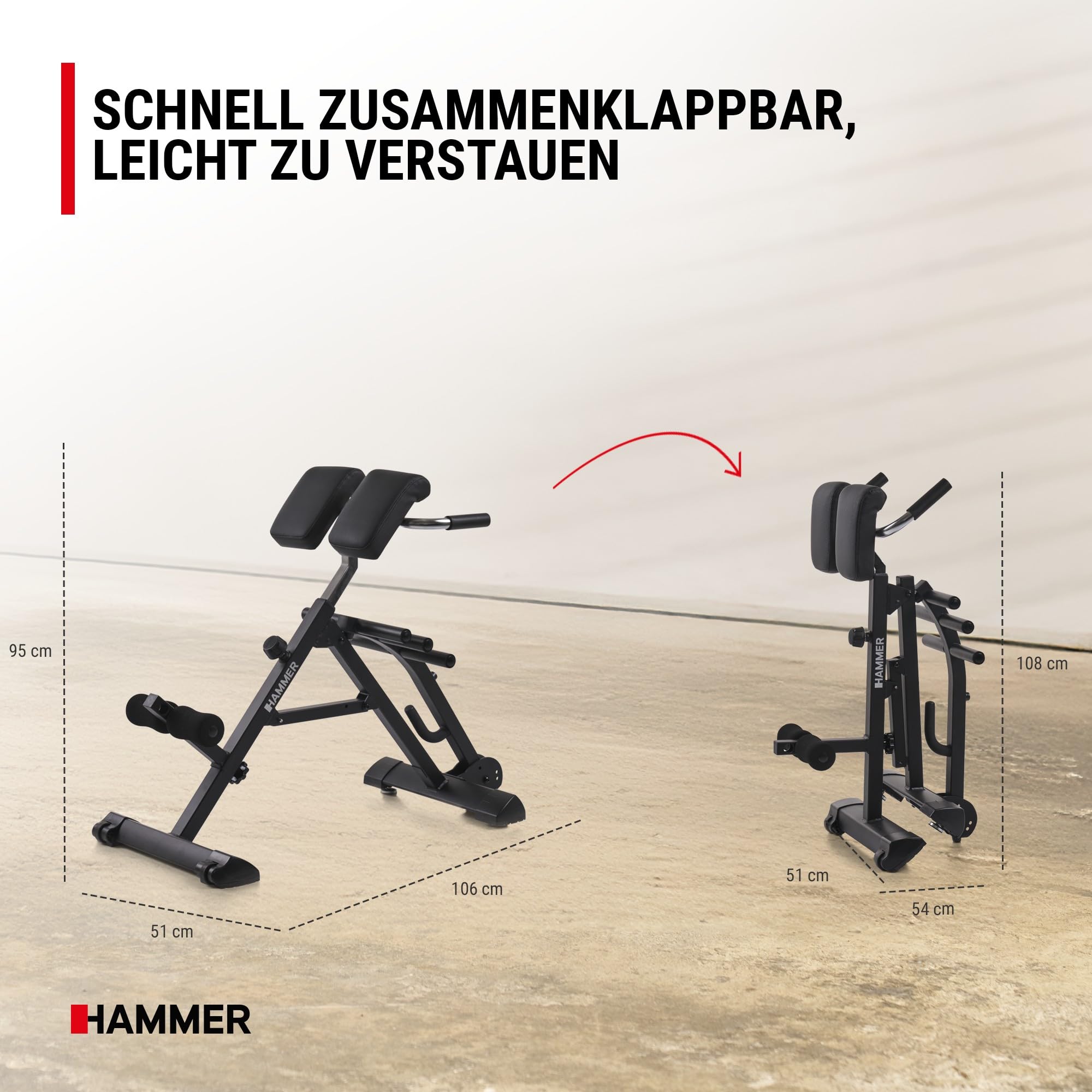 HAMMER Tricon – Rückentrainer Hyperextension Bank Multifunktionale Trainingsgeräte Bauchtrainer
