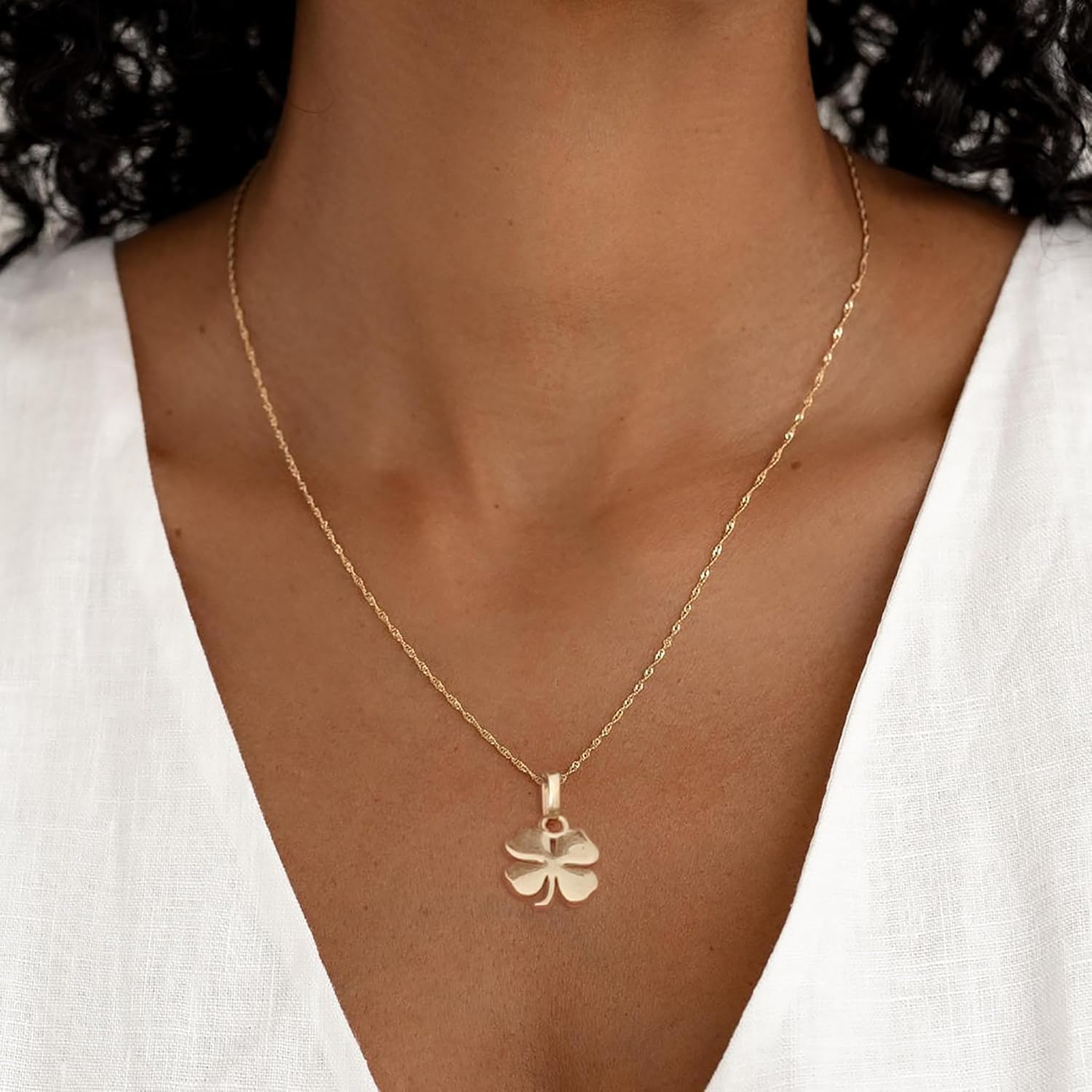 925 Sterling Silver Four Leaf Clover Necklace - Rhodium Plated Shining Mirror Finish Shamrock Pendant with 20" Inch Chain - Good Luck Charm - Irish Jewelry for Women - Handmade - Image 5