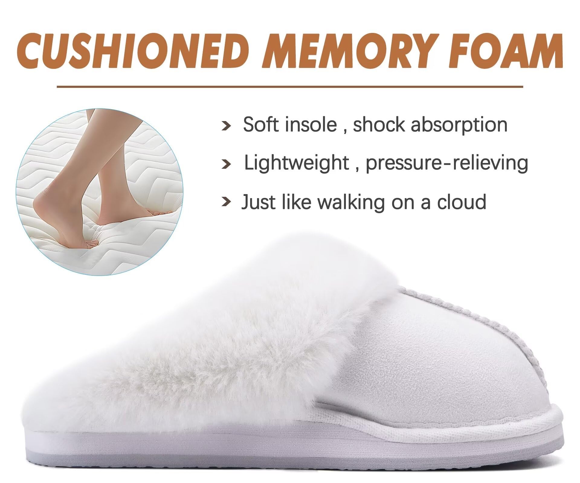 KuaiLu Pantofole Donna Invernali Pelose Pelle Chiuse Ciabatte Casa Calde Peluche Pelo Foderata Babbucce Comode Memory Foam Slippers Antiscivolo Suola Scarpe