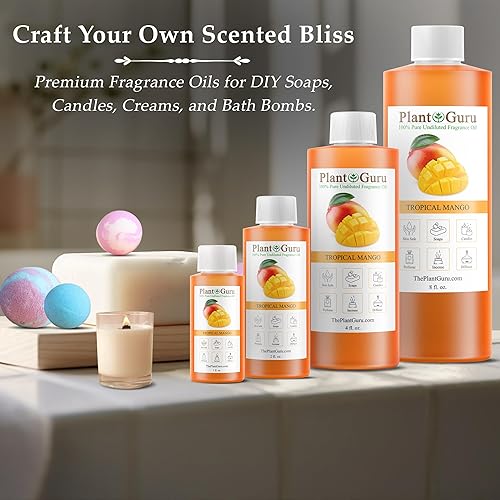 Miniatura 4 de Aceite aromático de mango tropical, 8 onzas líquidas, aceite perfumado para hacer jabón, velas, bombas de baño, mantequillas corporales. Se utiliza