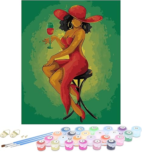 Nuberlic Pintura por números para adultos principiantes, elegante patrón de mujer acrílica por números, kit de pintura acrílica sobre lienzo de 16 x