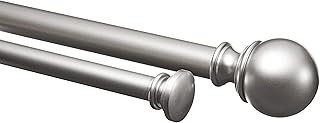Amazon Basics 2.54 CM Double Extendable Curtain Rods with Round Finials Set
