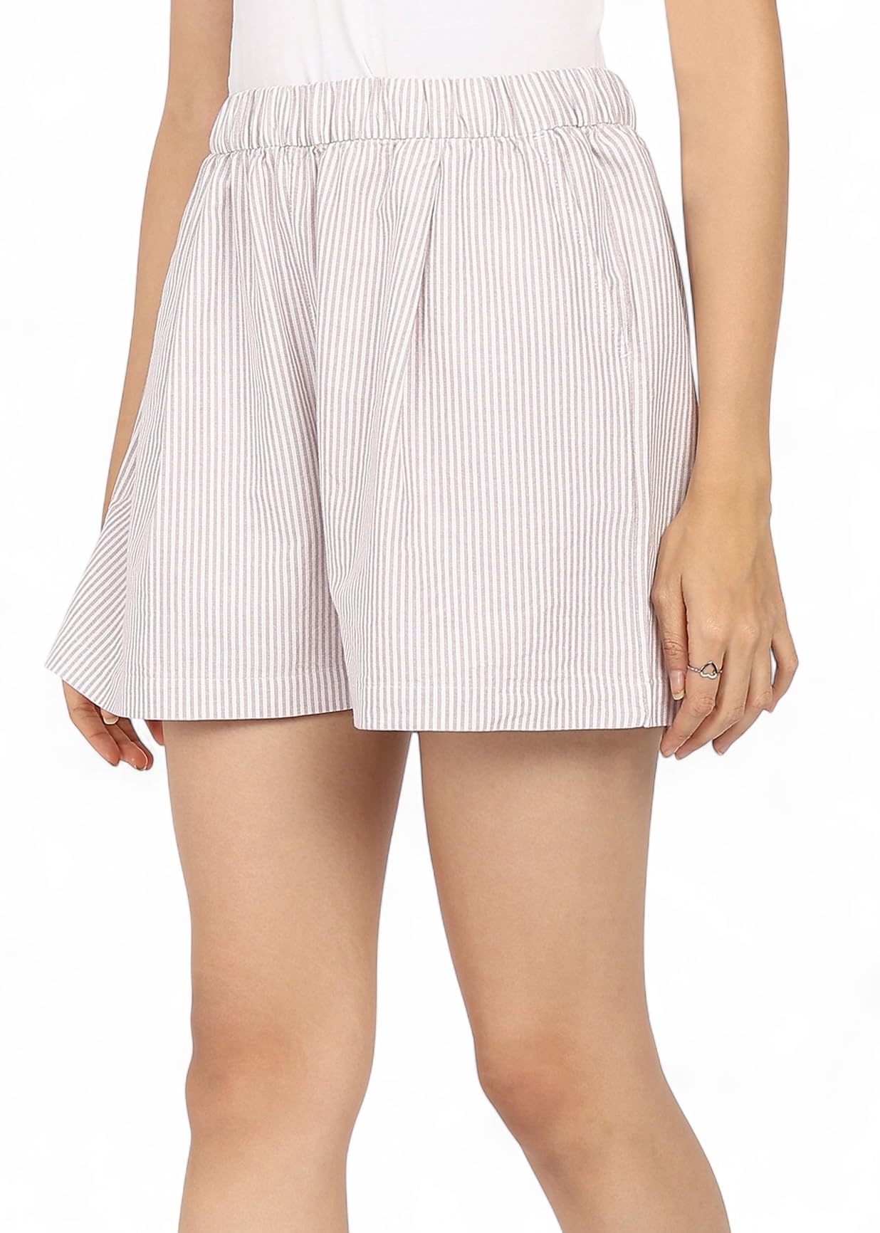 Women's Striped Cotton Easy Shorts | 100% Cotton Casual Shorts-image-40