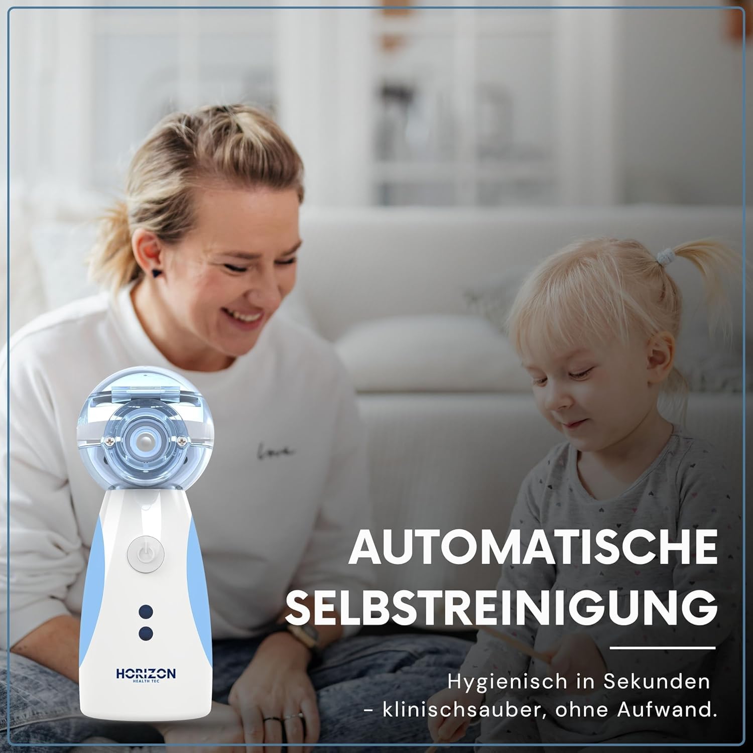 Inhalationsgerät, Wiederaufladbarer USB C Inhalationsgerät für Kinder, tragbar, Super Leiser Inhalator, Effizienter Vernebler Inhaliergerät Kinder für unterwegs (SET Blau)