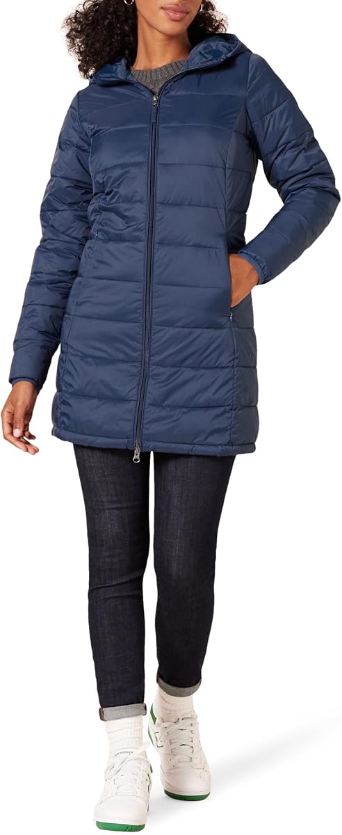 womens Lightweight Water-Resistant Packable Hooded Puffer Coat (Available in Plus Size)