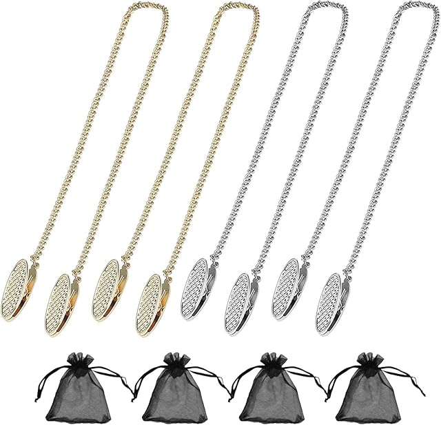 SwirlColor Napkin Holder Napkin Clips Chains, Metal Silver Gold Neck Chain Napkin Chains Dinner Accessory for Women Men 48cm 4pcs