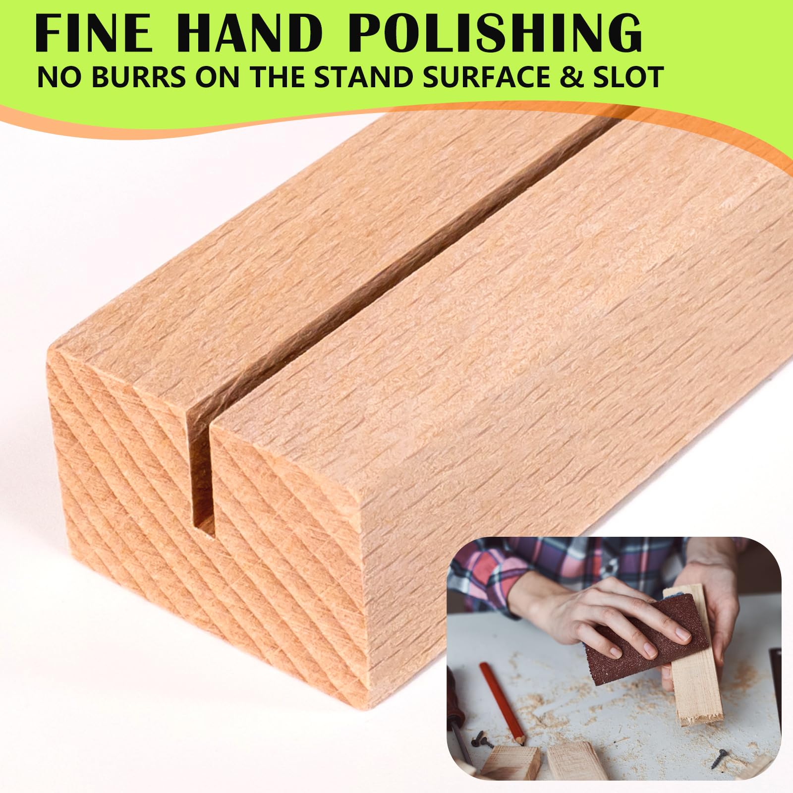 24 Pezzi Segnaposto Legno Supporto,Portacarte in Legno,Supporto Segnaposto Matrimonio con 2 Fogli di Punti di Colla,Porta Numeri da Tavolo in Legno