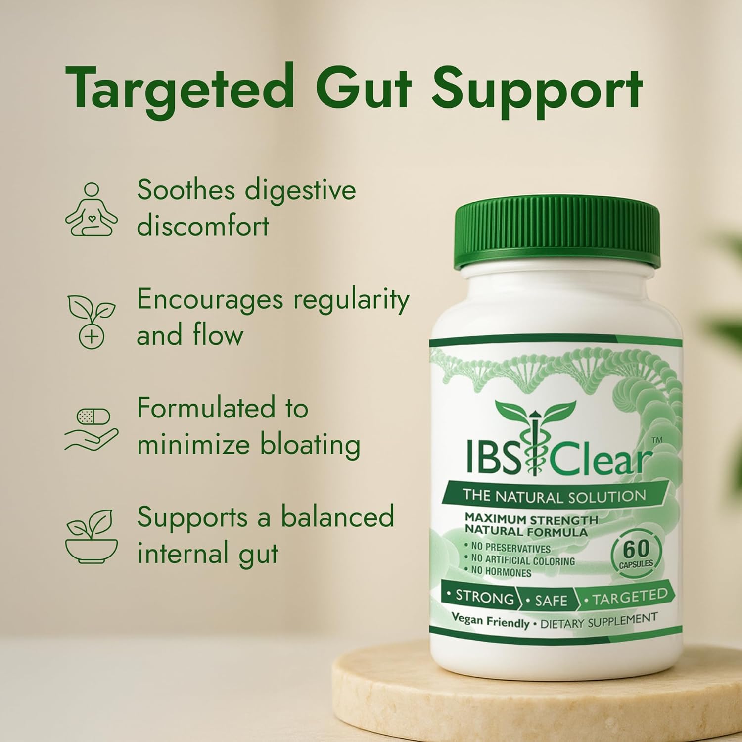 IBS Support - Vitamin D, Psyllium Husk, Fennel - 180 Capsules - 3 Month Supply