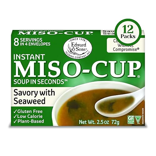 Edward & Sons Miso Cup - Sopa con algas marinas, dos sobres para servir, caja de 4 unidades (paquete de 12)