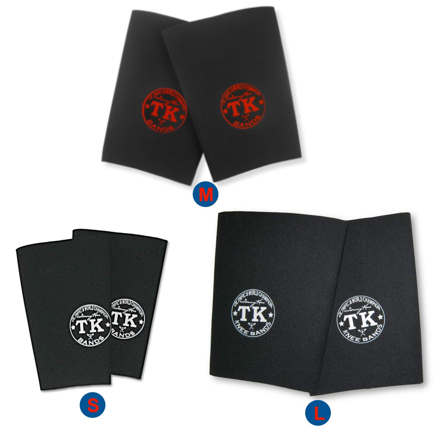 TK Knee Bands Knee Wraps Knee Supports - Medium size(1 Pair) by Tommy Kono TK