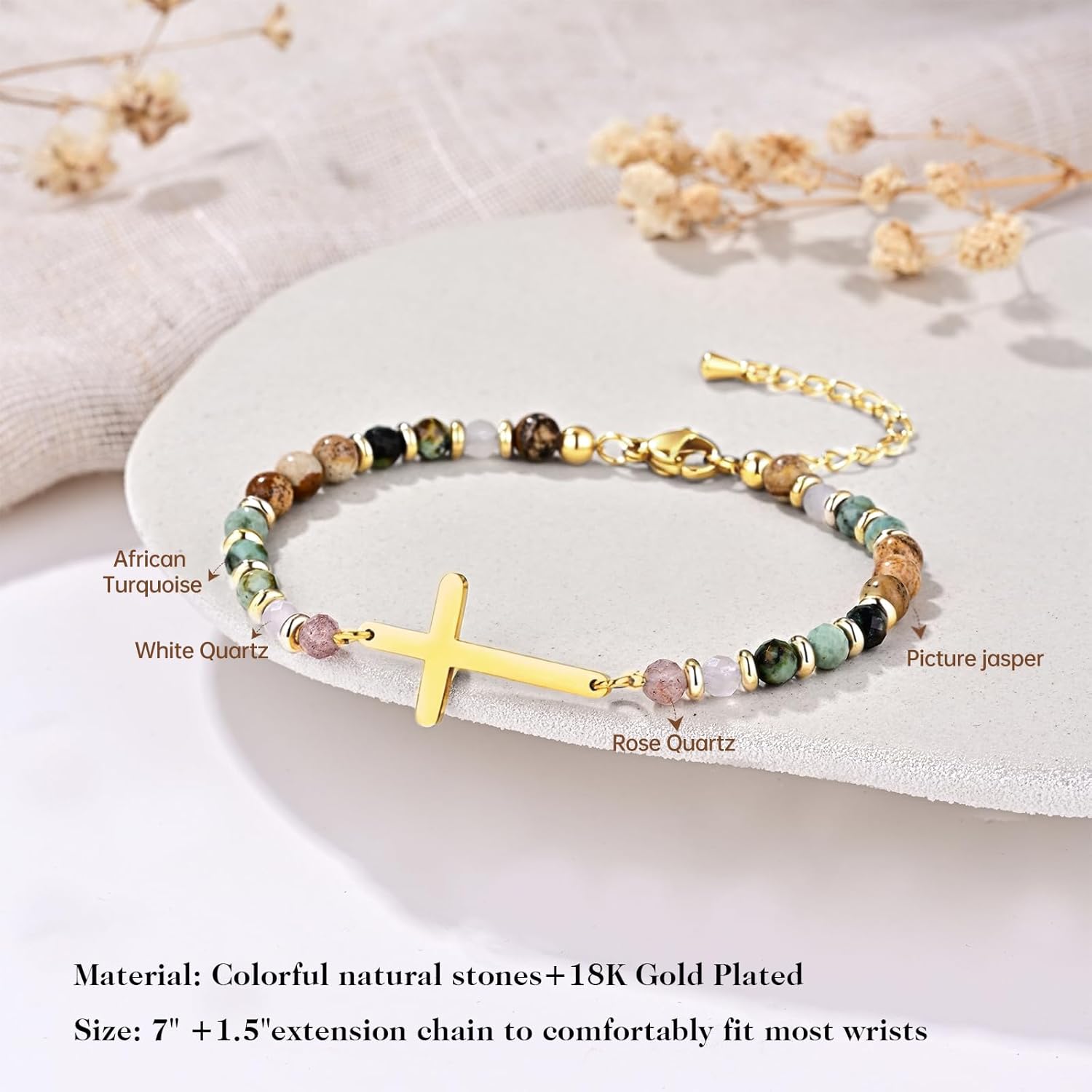 18K Gold Plated Cross Bracelet for Women | Christian Faith-Based Gifts for Baptism, Confirmation, Easter | Gift for Mom, Sister, Niece, Friend on Birthday, Christmas - Image 3