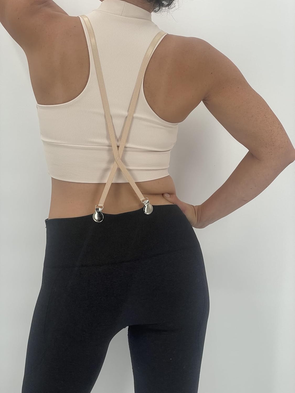 Suspenders Women, Women's Suspenders for Pants Under Clothes, Hidden Pant Support, Thin Straps, Strong Clasps, X-Back Style, Butt Lifting Undergarment, Nude.