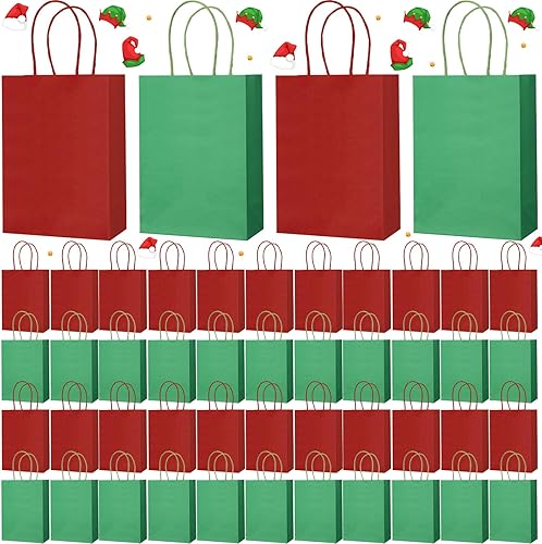 Yeaqee 50 bolsas de regalo, bolsas de papel kraft a granel, cumpleaños de niños, bodas, baby shower, suministros de fiesta, bolsas de regalo con