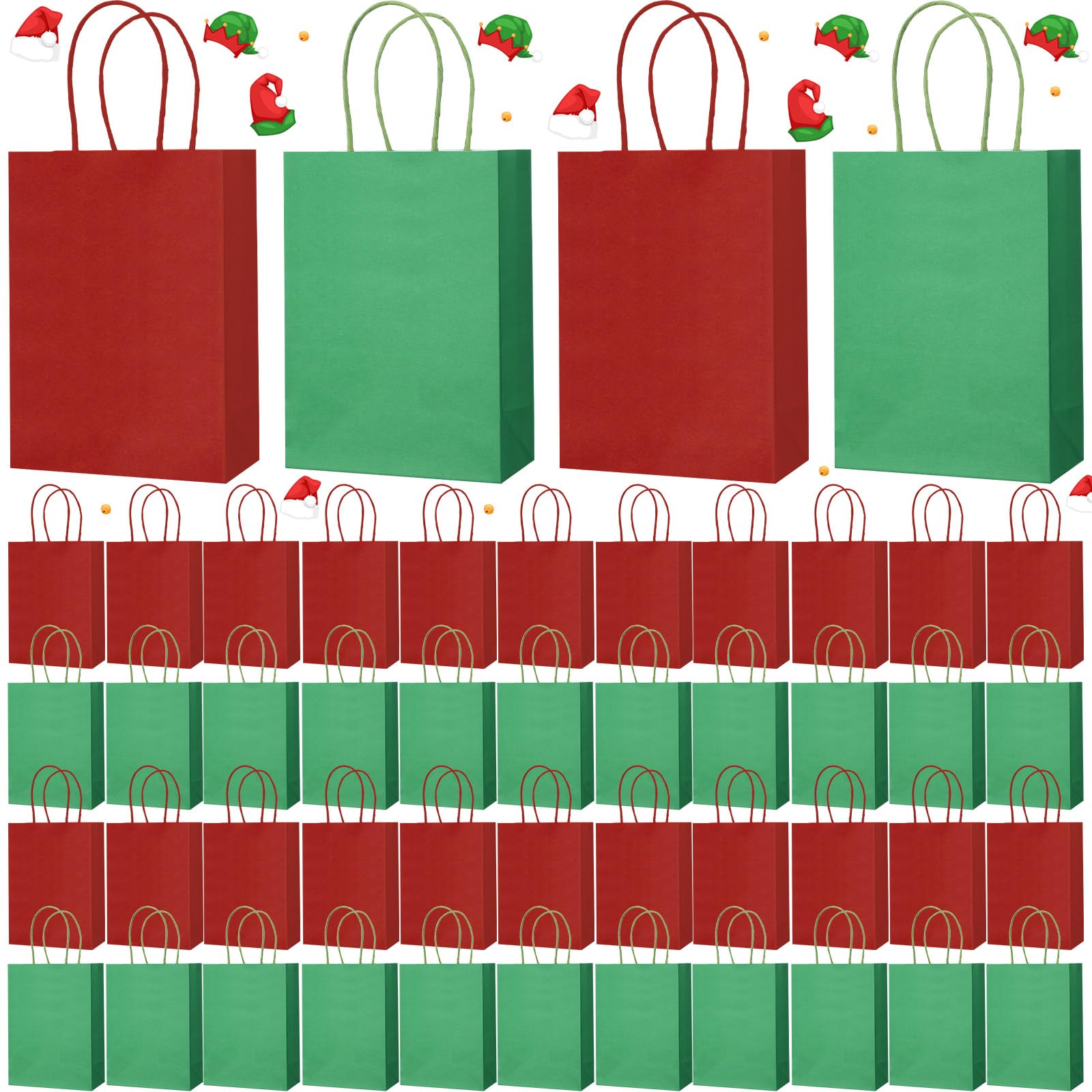 Yeaqee 50 sacchetti regalo in carta kraft, per compleanni, matrimoni, baby shower, feste, con manico dello stesso colore, 14 x 20 x 7,9 cm