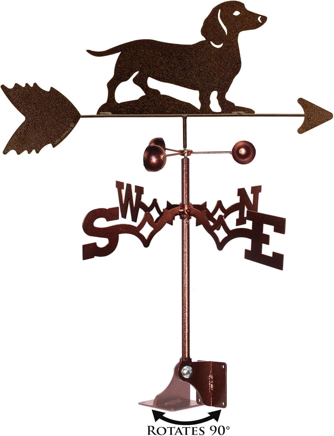 Hand Made Dachshund Dog Side Mount Weathervane ~New~