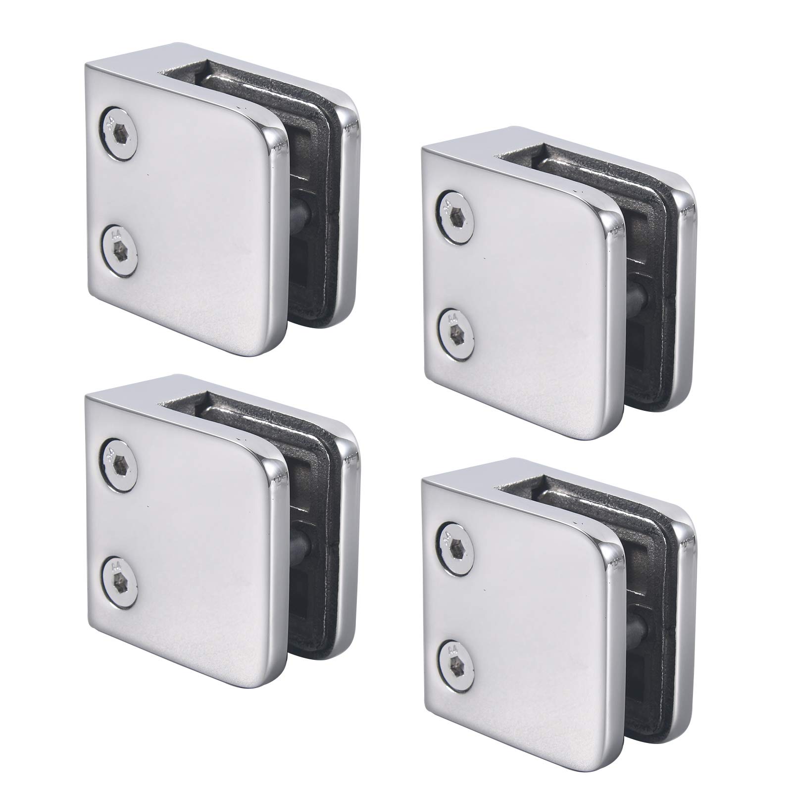 BOWSEN Heavy Duty Square Flat Back Glass Clamp 55 x 55 mm for Tempered Glass or Laminated Glass, Polished Finish(4pcs)