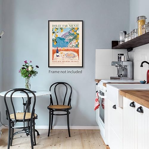 Miniatura 6 de OMANI Lienzo de paisaje de viaje de moda, arte de pared, pasta italiana, vino, alimentos, pósteres coloridos retro de naturaleza, impresiones de