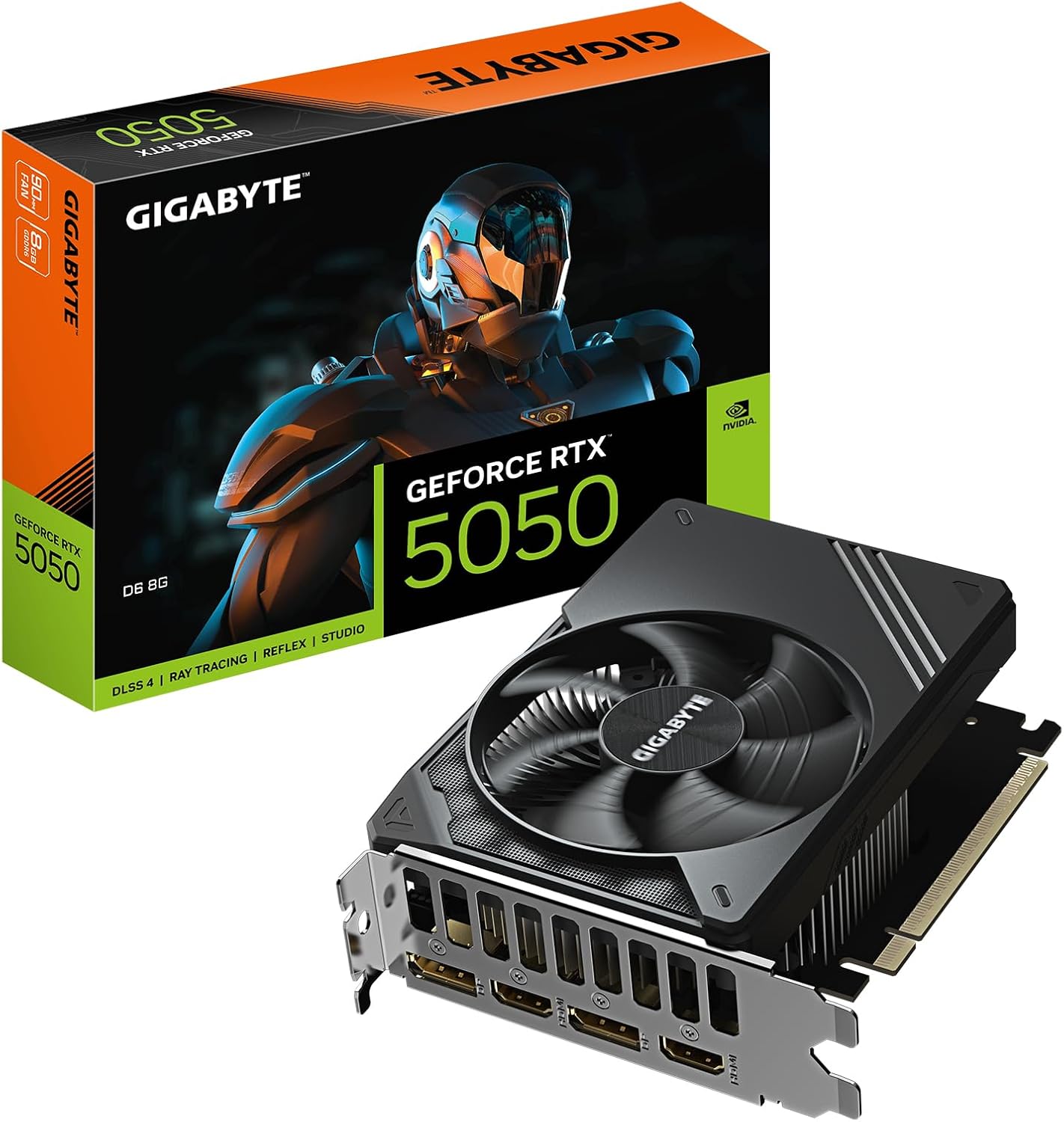 GIGABYTE GeForce RTX 5050 D6 Video Card 8G - 8GB GDDR6, 128 bit, PCI-E 5.0, 2572 MHz Core Clock, 2 x DP, 2 x HDMI, NVIDIA DLSS 4, GV-N5050D6-8GD