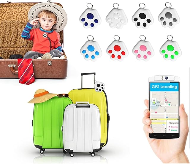 Cenlang Mini Cat Dog GPS Tracking Locator Prevention Anti-Lost Waterproof Portable Bluetooth Tracker for Luggages Kids Pets Cats Dogs Wallet Key Collar Accessories (Black, 42 * 40 * 10mm)