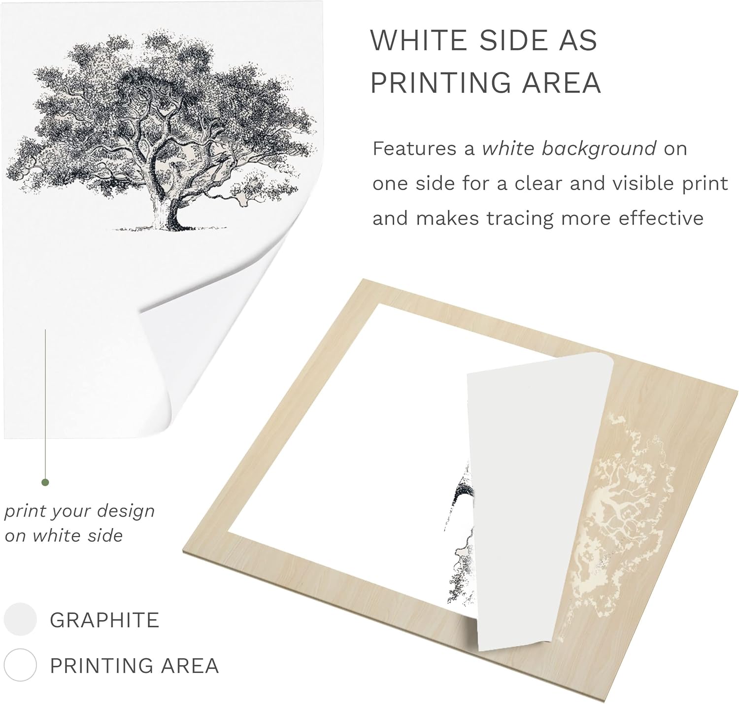 MyArtscape Graphite Transfer Paper, 20 White Sheets - Wax Free - Erasable - Smudge-Free - Ideal for Drawing and Tracing - Premium Arts and Crafts Supplies