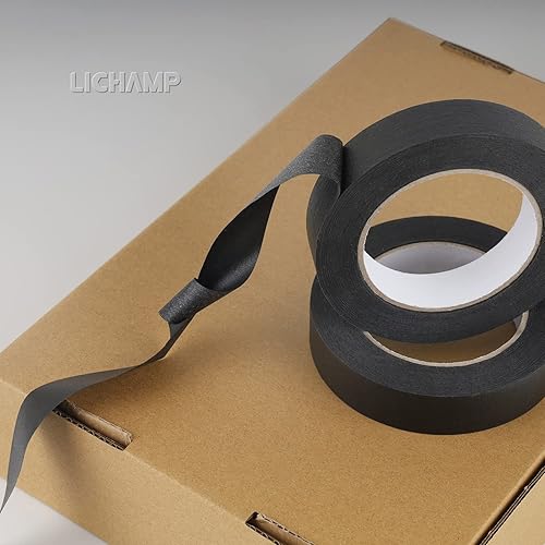 Miniatura 7 de Lichamp Paquete de 4 cintas negras para pintores de 1 pulgada, cinta adhesiva negra de 1 pulgada x 55 yardas x 4 rollos (220 yardas en total)