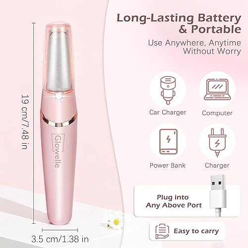 Miniatura 6 de Glowelle Removedor eléctrico de callos de pies, removedor eléctrico de callos para pies, kit de herramientas de pedicura portátil recargable,