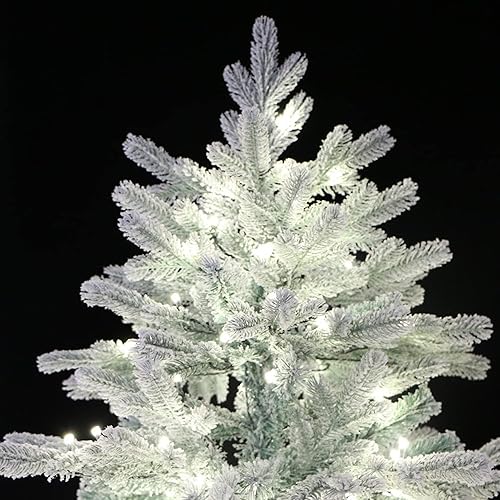 Miniatura 3 de Árbol de Navidad artificial preiluminado de 5 pies con diseño de ángel de nieve azul abeto flocado (5 pies preiluminado)